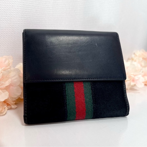 Vintage Gucci Jackie Suede Leather Sherry striped double sided compact wallet - Picture 9 of 15
